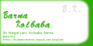 barna kolbaba business card